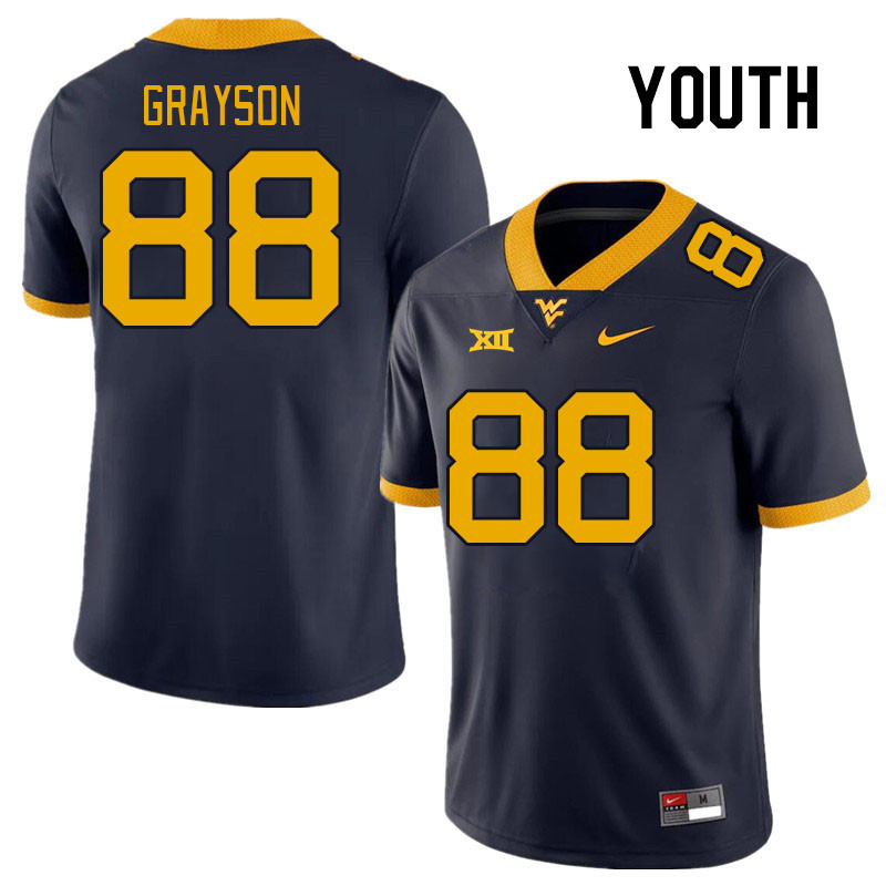 Youth #88 Donovan Grayson West Virginia Mountaineers College Football Jerseys Stitched Sale-Navy